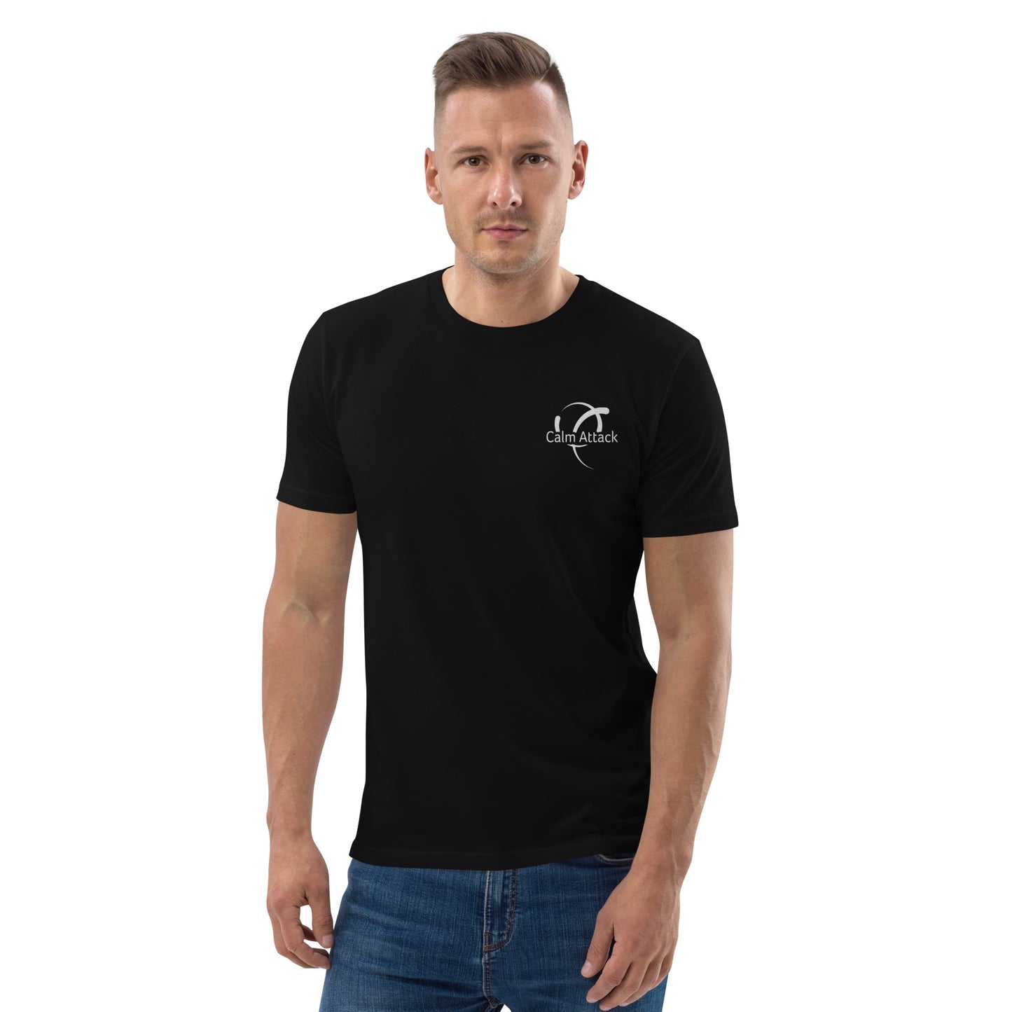 Unisex organic cotton t-shirt with Calm Attack logo