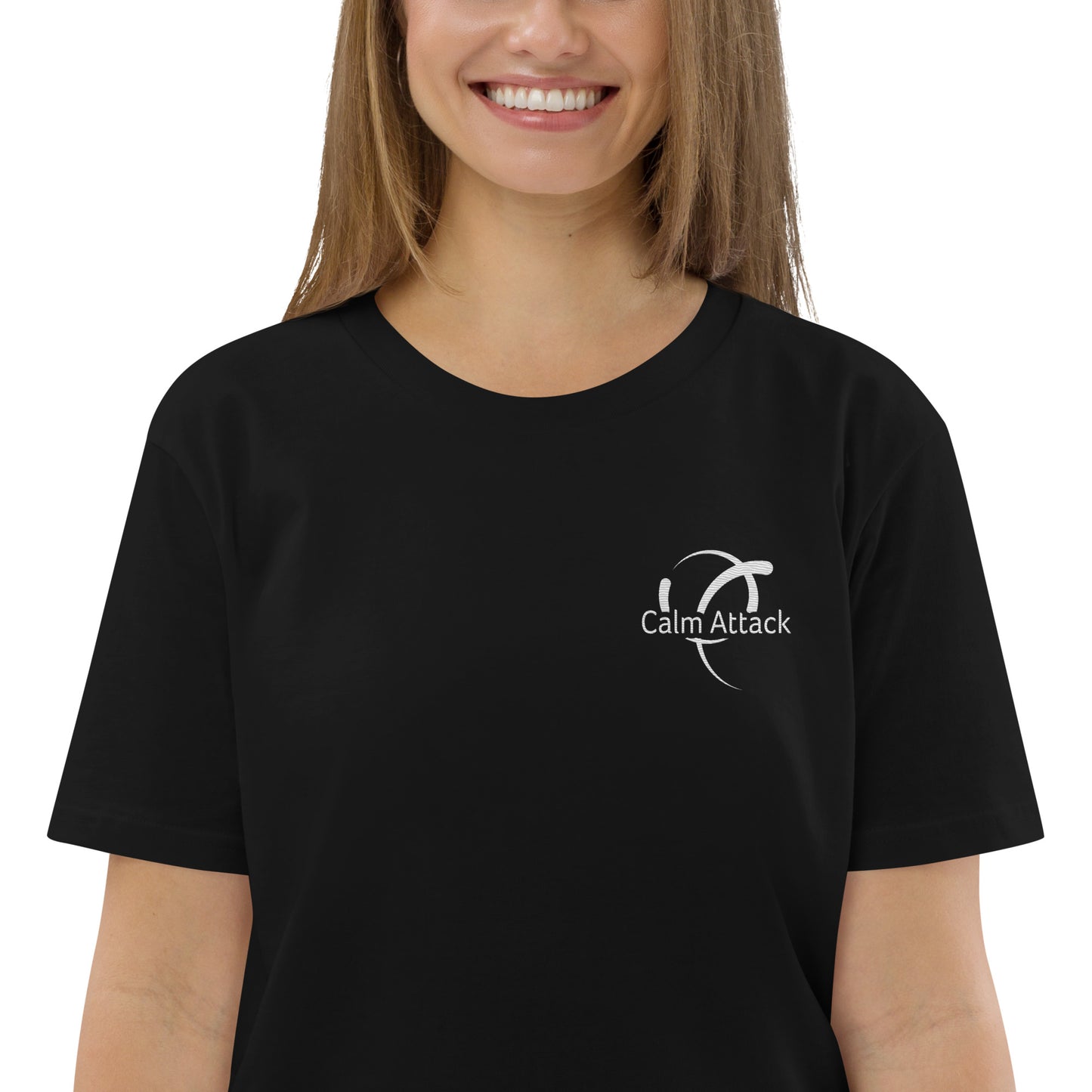 Unisex organic cotton t-shirt with Calm Attack logo