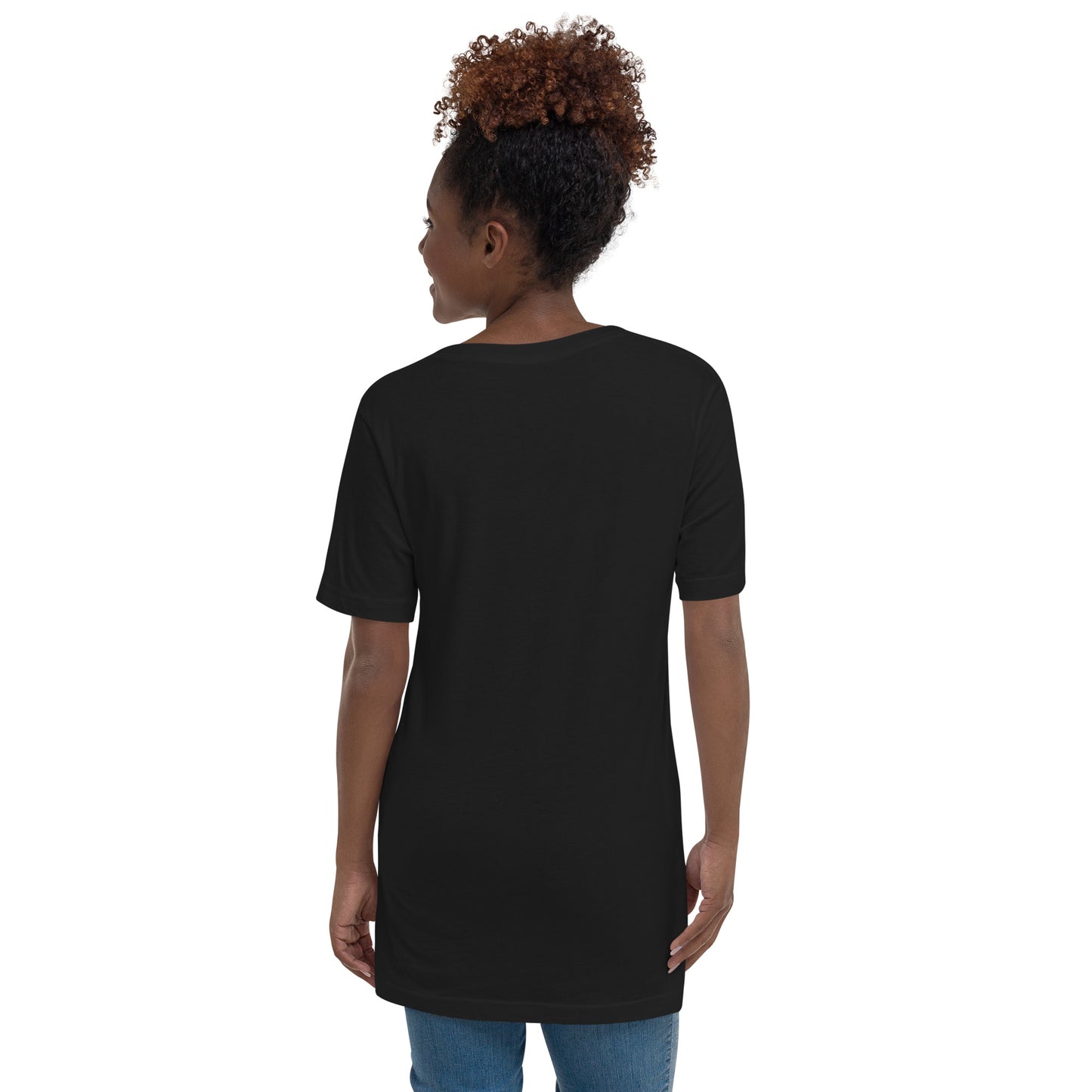 Unisex Short Sleeve V-Neck T-Shirt with Calm Attack logo